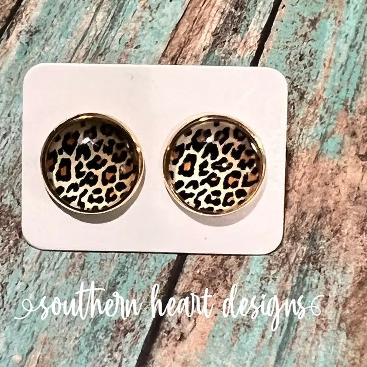 Leopard Earrings-Gold Base