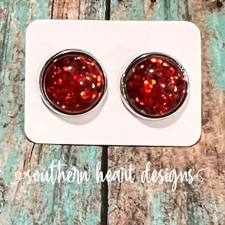 Red Glitter Earrings