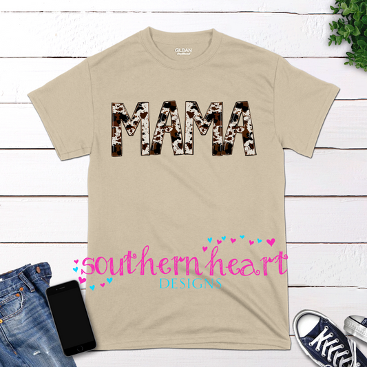 Mama- Cowhide print T Shirt