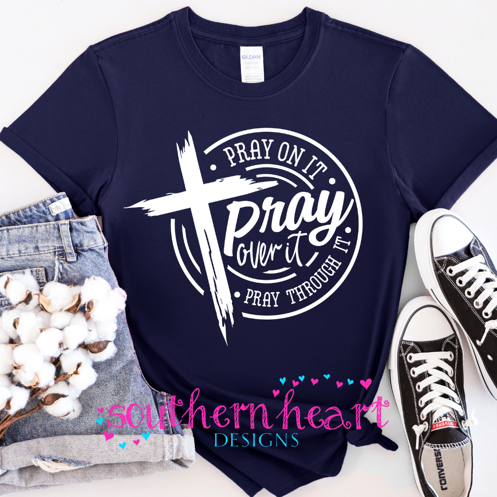 Pray On It T Shirt-Navy